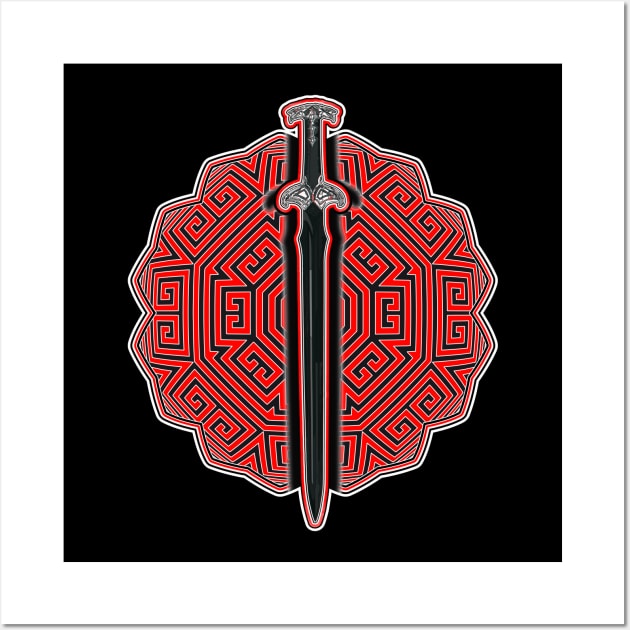 Black Sword On Pattern Maze Wall Art by crunchysqueak